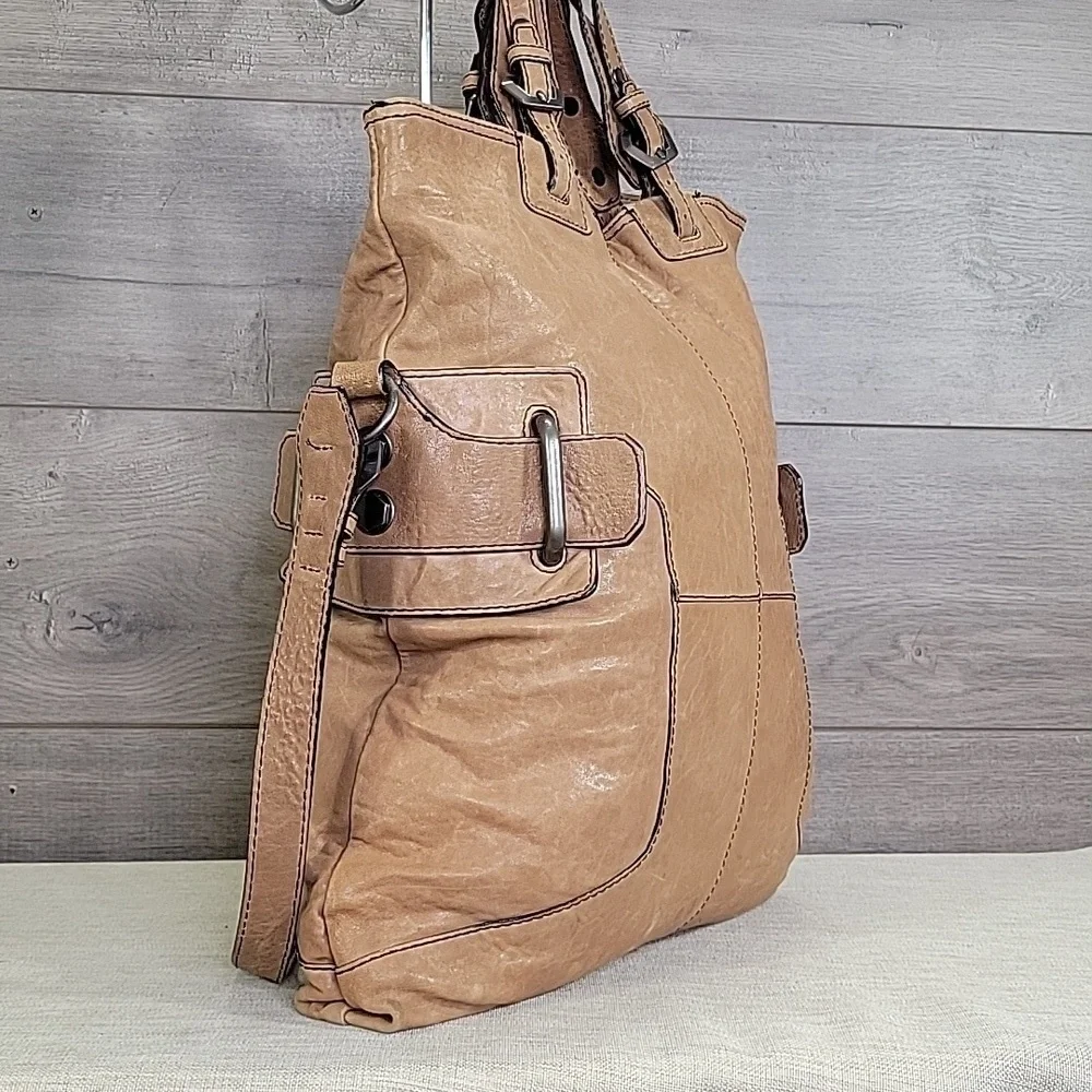 orYANY Brown Large Leather Shoulder Bag Tote Handbag